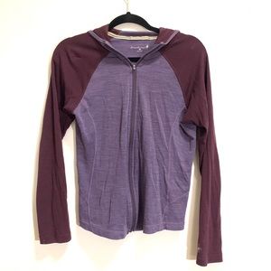 Smartwool merino wool hoodie with full zipper M purple base layer